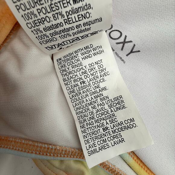 Roxy Bikini Top Size Large NWT Rainbow Cloud Bralette Tie Dye Beach Surf Swim - Picture 15 of 16